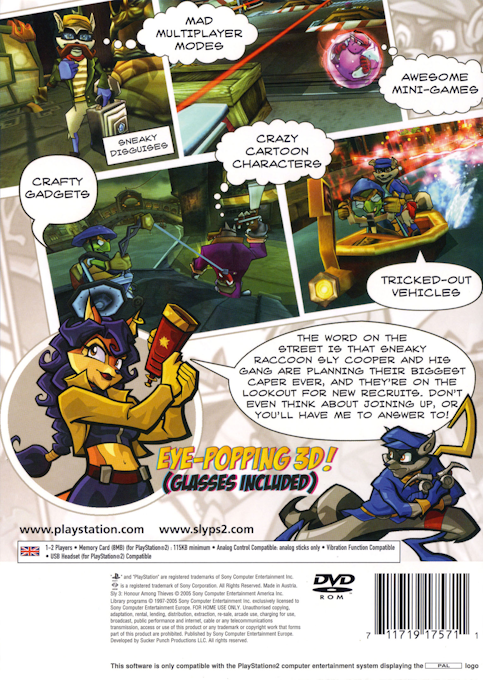 Sly 3 : Honour Among Thieves — Box back