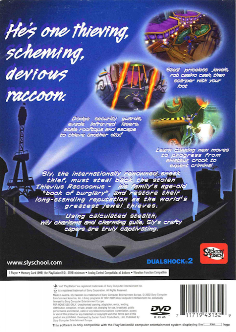 Sly Raccoon — Box back