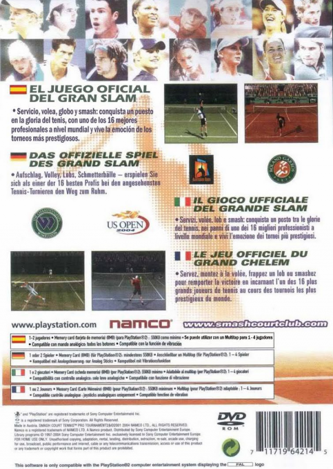 Smash Court Tennis : Pro Tournament 2 — Box back