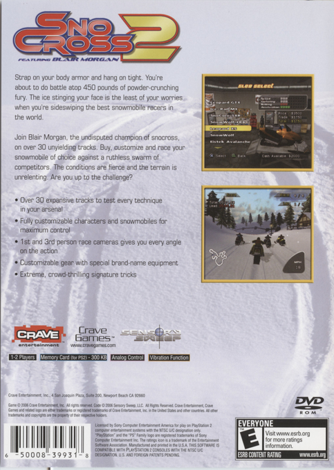 SnoCross 2 featuring Blair Morgan — Box back