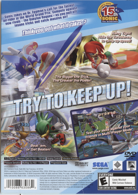 Sonic Riders — Box back