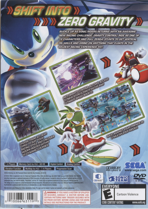 Sonic Riders : Zero Gravity — Box back