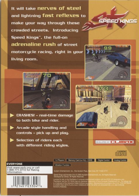 Speed Kings — Box back