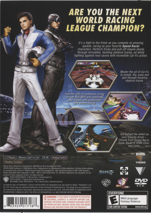 Speed Racer — Box back