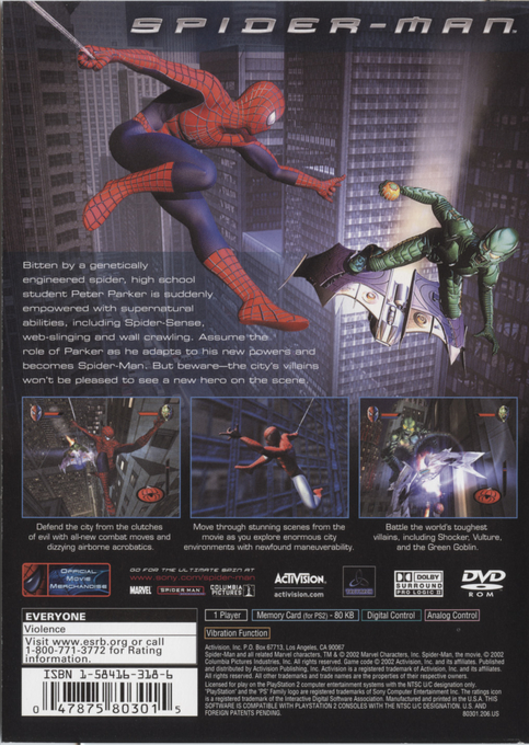 Spider-Man — Box back