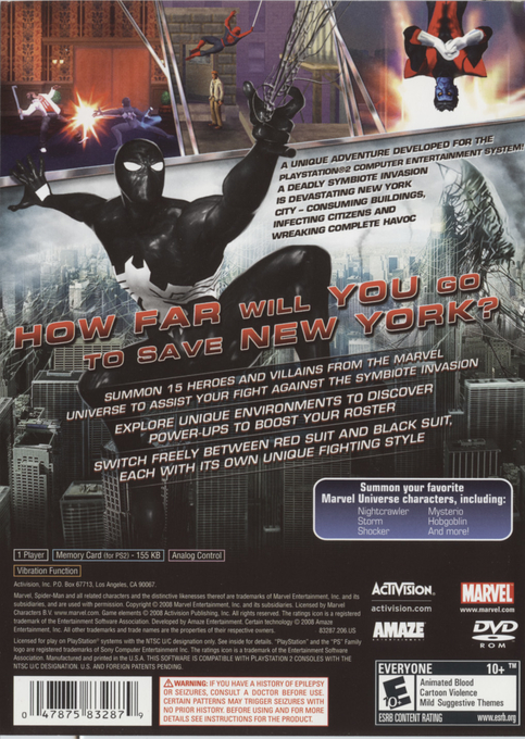Spider-Man : Web of Shadows, Amazing Allies Edition — Box back