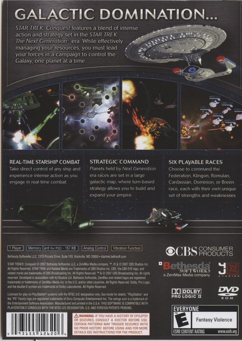Star Trek : Conquest — Box back