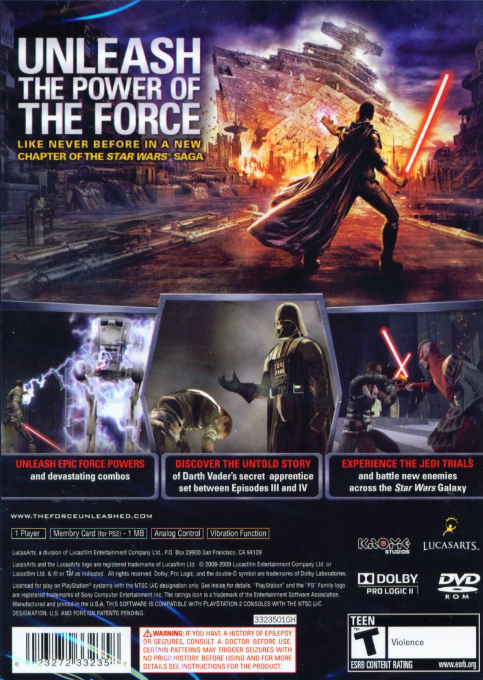Star Wars : The Force Unleashed — Box back