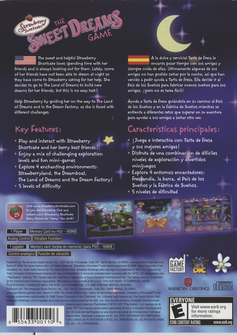 Strawberry Shortcake : The Sweet Dreams Game — Box back