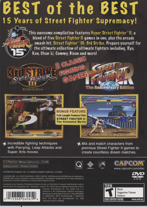 Street Fighter Anniversary Collection — Box back
