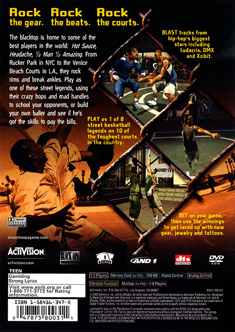 Street Hoops — Box back