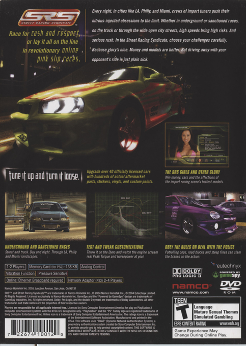 Street Racing Syndicate — Box back