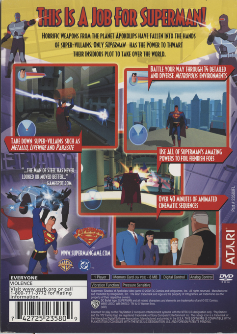 Superman : Shadow of Apokolips — Box back