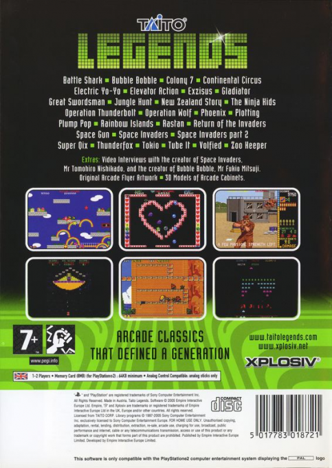 Taito Legends — Box back
