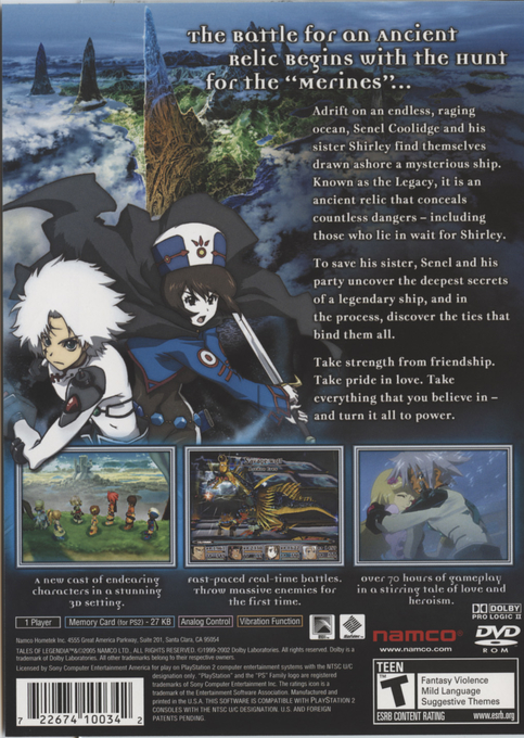 Tales of Legendia — Box back