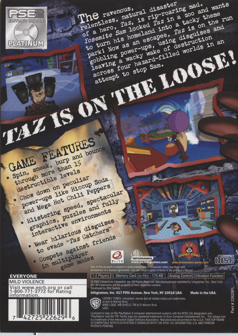 Taz : Wanted — Box back