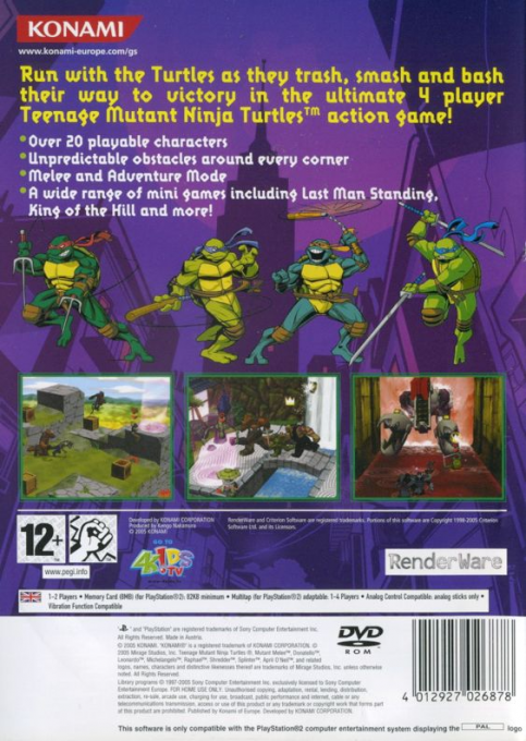 Teenage Mutant Ninja Turtles : Mutant Melee — Box back