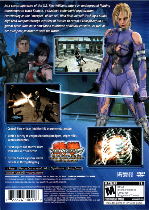 Tekken's Nina Williams in : Death by Degrees — Box back