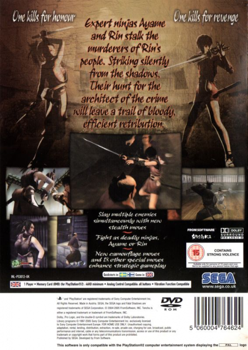 Tenchu : Fatal Shadows — Box back