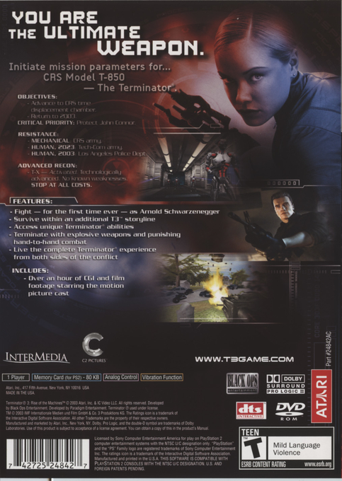 Terminator 3 : Rise of the Machines — Box back