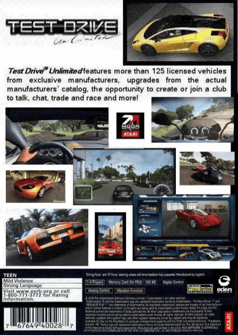 Test Drive Unlimited — Box back