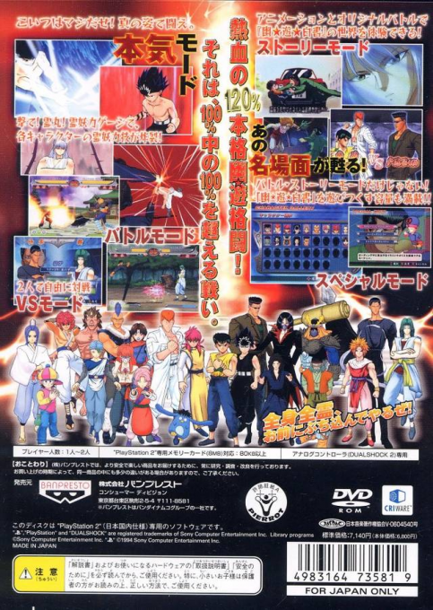 The Battle Of Yuu Yuu Hakusho - Shitou! Ankoku Bujutsukai - 120% — Box back