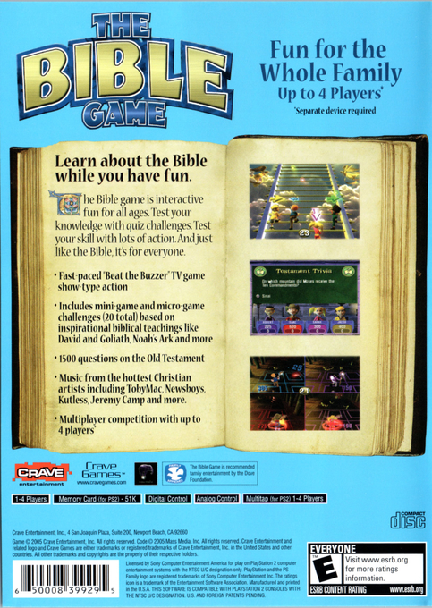 The Bible Game — Box back