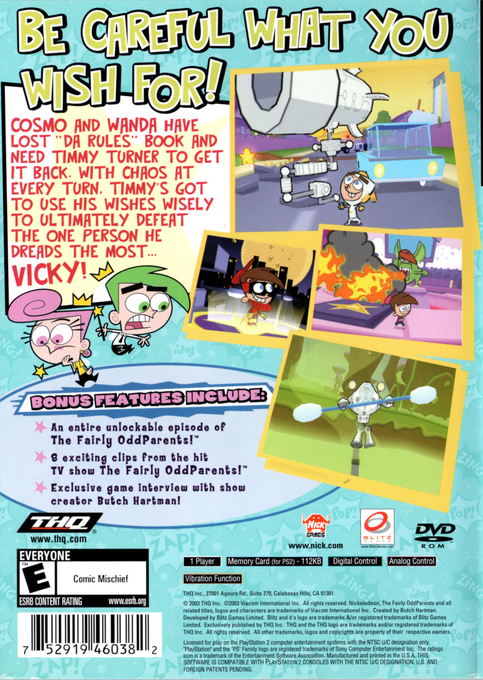 The Fairly OddParents : Breakin' da Rules — Box back