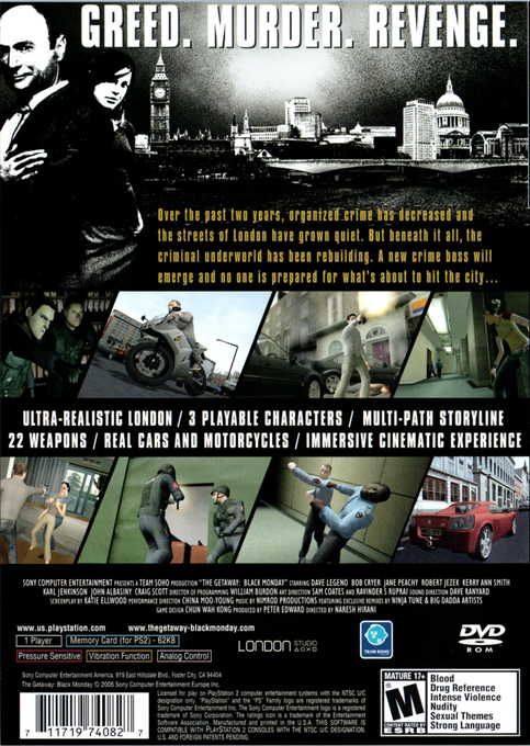 The Getaway : Black Monday — Box back