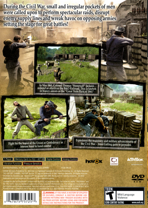 The History Channel : Civil War - Secret Missions — Box back