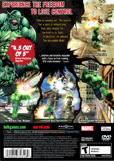 The Incredible Hulk : Ultimate Destruction — Box back
