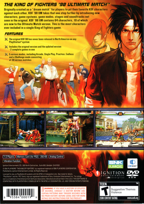 The King of Fighters '98 Ultimate Match — Box back