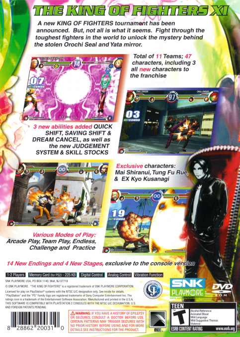 The King of Fighters XI — Box back