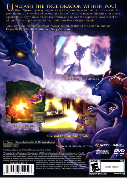 The Legend of Spyro : A New Beginning — Box back