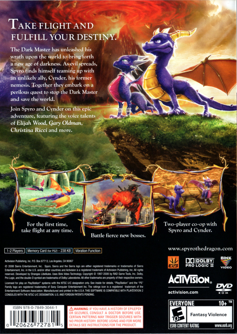 The Legend of Spyro : Dawn of the Dragon — Box back