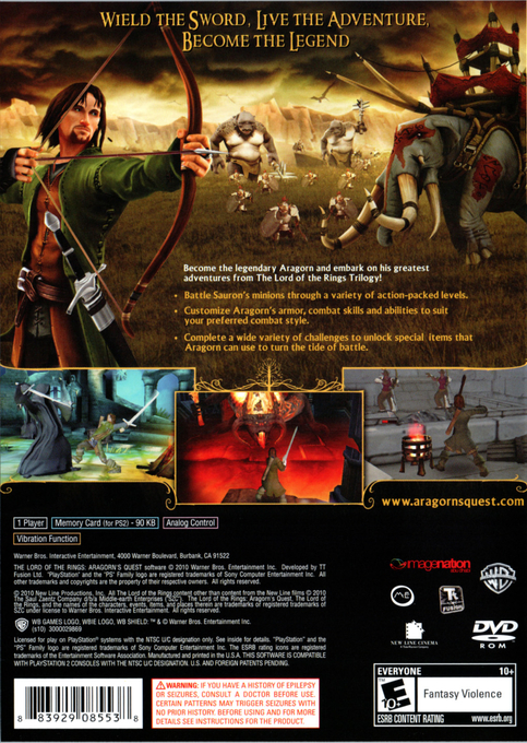 The Lord of the Rings : Aragorn's Quest — Box back