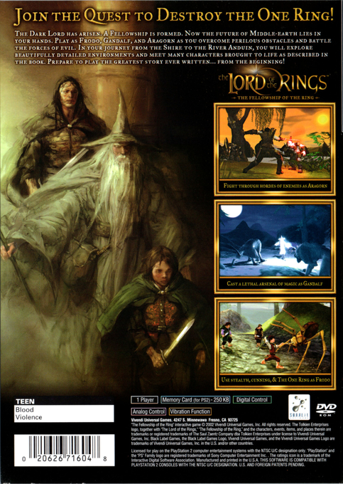 The Lord of the Rings : The Fellowship of the Ring — Box back