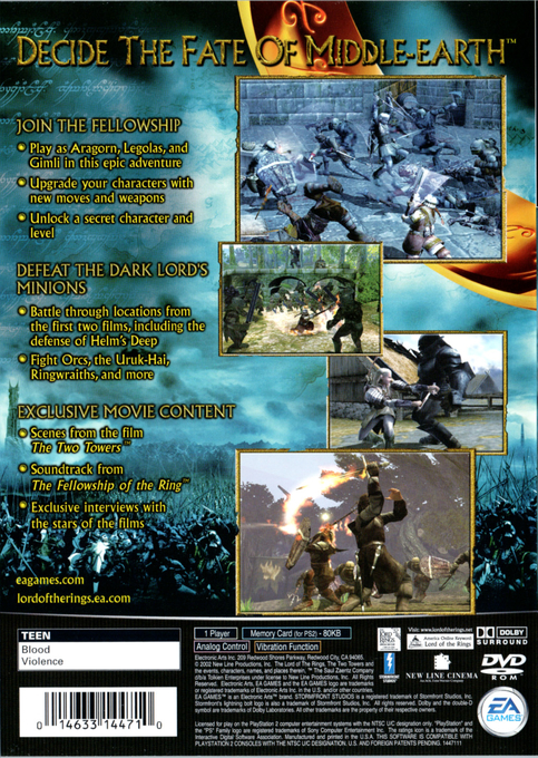 The Lord of the Rings : The Two Towers — Box back