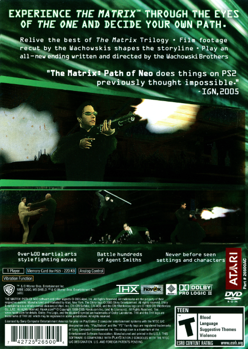 The Matrix : Path of Neo — Box back