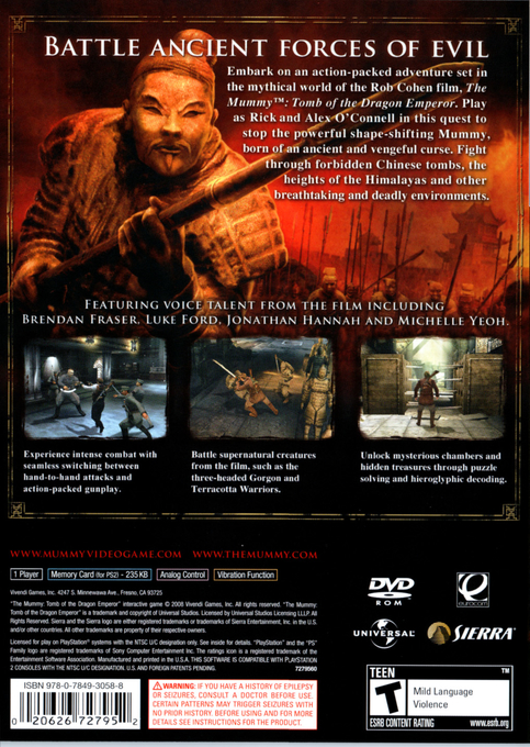 The Mummy : Tomb of the Dragon Emperor — Box back