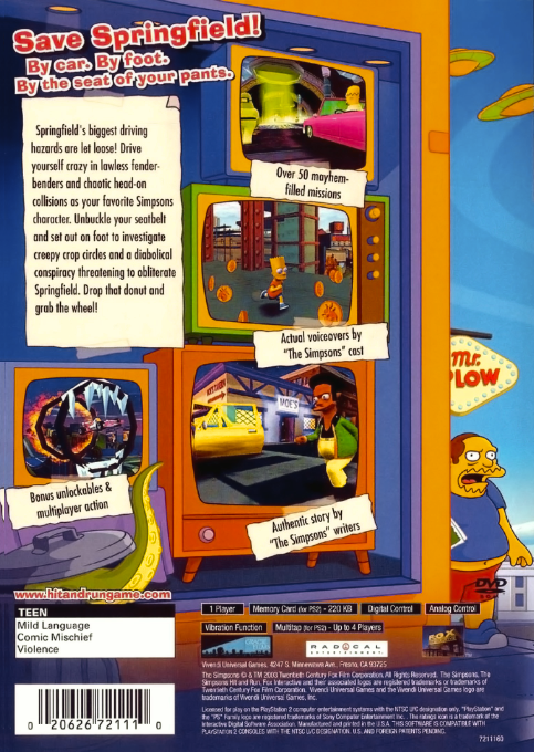 The Simpsons : Hit & Run — Box back