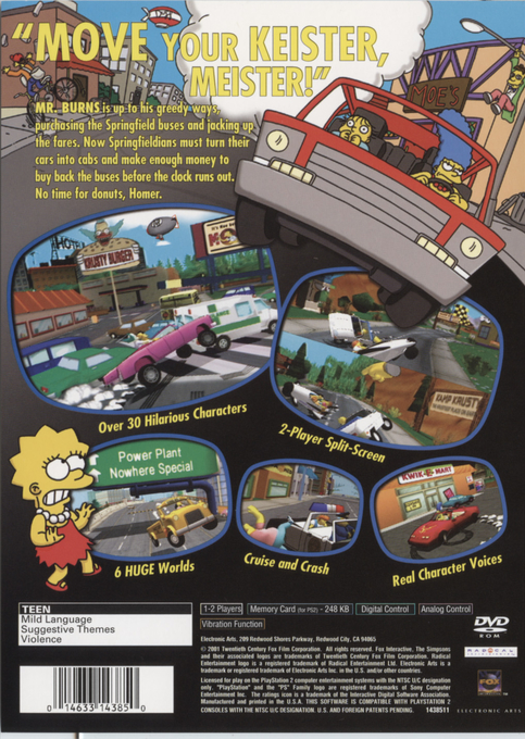 The Simpsons : Road Rage — Box back