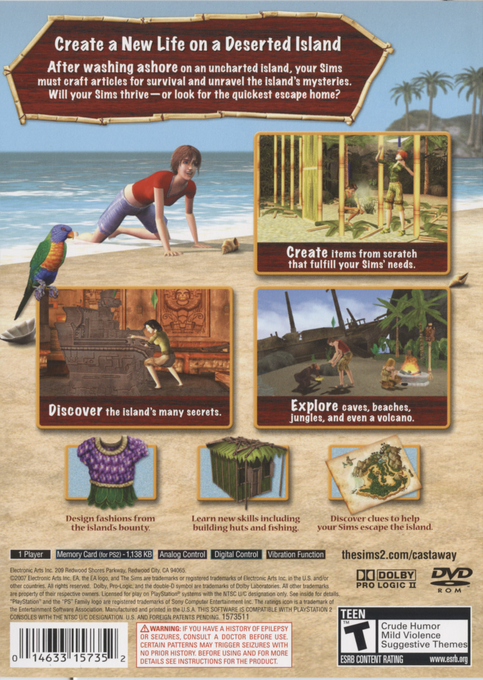 The Sims 2 : Castaway — Box back