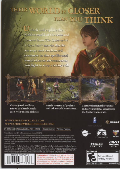 The Spiderwick Chronicles — Box back
