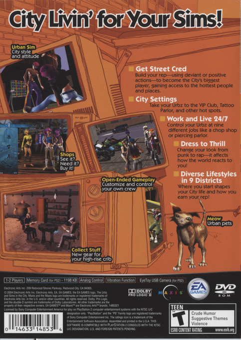 The Urbz : Sims in the City — Box back