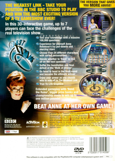 The Weakest Link — Box back