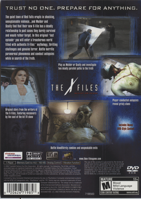 The X-Files : Resist or Serve — Box back