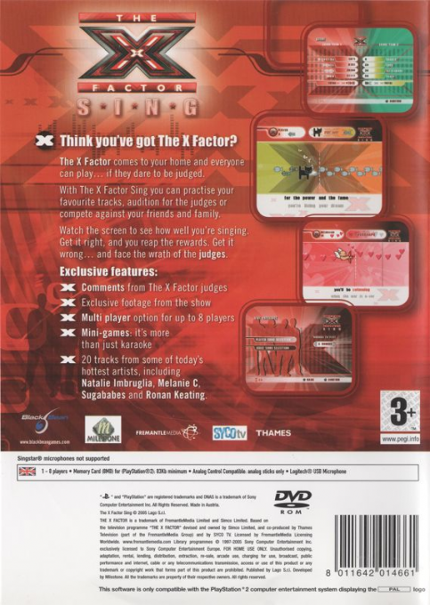 The X Factor Sing — Box back