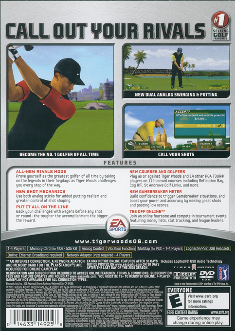 Tiger Woods PGA Tour 06 — Box back