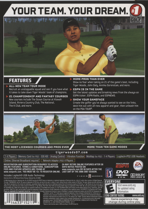 Tiger Woods PGA Tour 07 — Box back